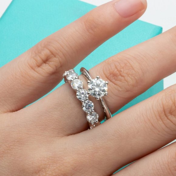 #Certified 4~5ct. t.w. Moissanite Diamond Full Eternity Band Ring NEW